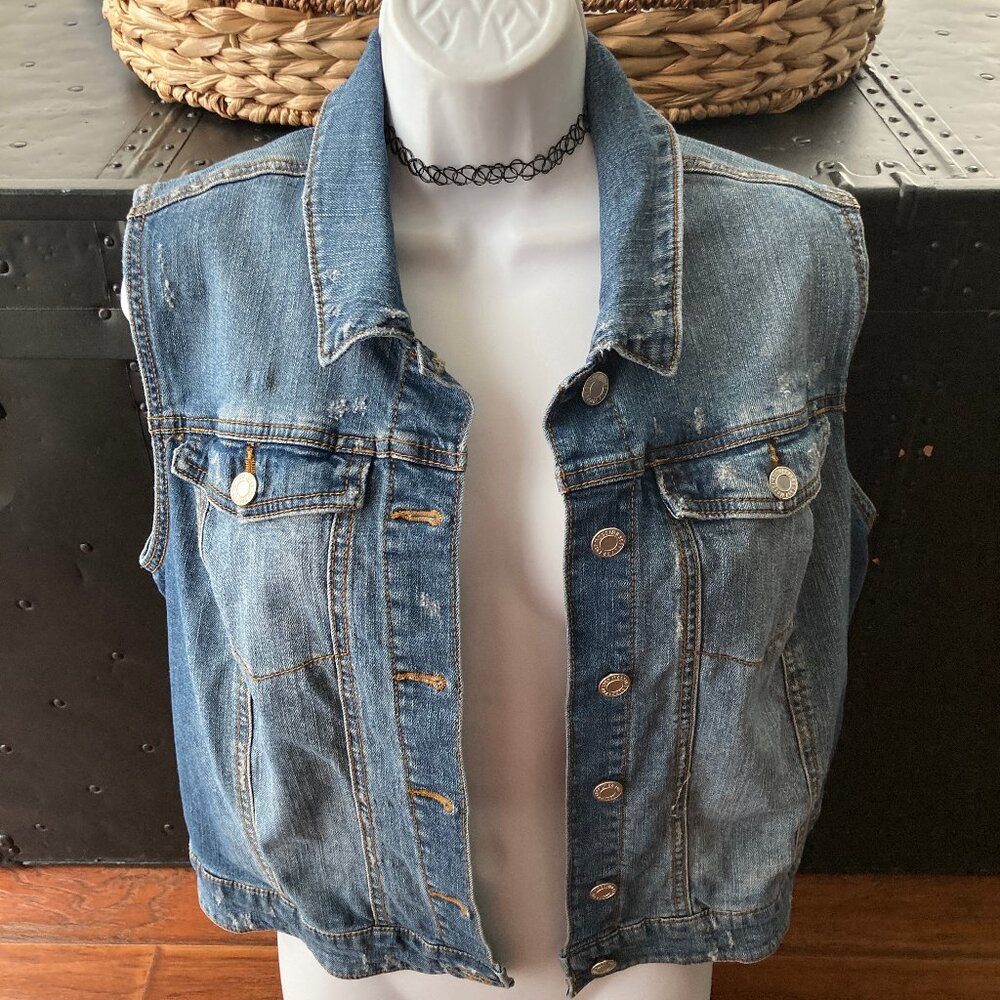 Mossimo Blue Denim Cropped Vest  XX Large